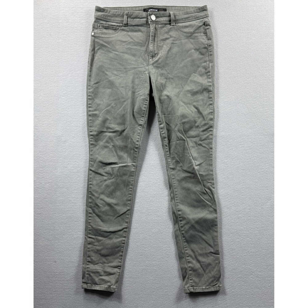 Jordache Super Skinny Jeans Womens 12 Green Mid Rise Stretch Denim Casual 32x28